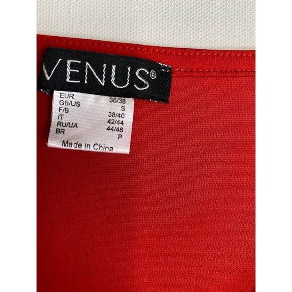 VENUS Red Surplice Plunging Neckline Ruched Slinky Dress Sz Small - Picture 4 of 8